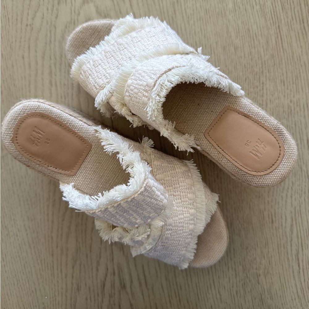 H&M| Wedge-Heeled White/Cream Espadrilles. Size 38. US Size 7.5